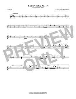 page one of Symphony No. 7 In A Major, Second Movement (Allegretto) (Alto Sax Solo)