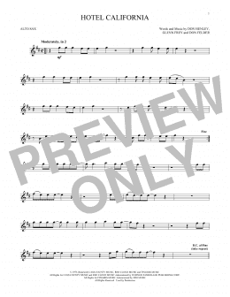 page one of Hotel California (Alto Sax Solo)