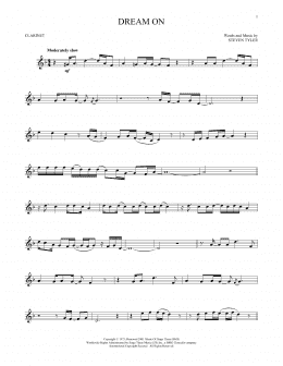 page one of Dream On (Clarinet Solo)