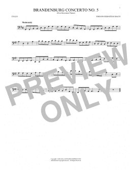 page one of Brandenburg Concerto No. 5 (Cello Solo)