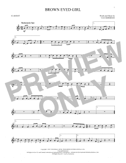 page one of Brown Eyed Girl (Clarinet Solo)