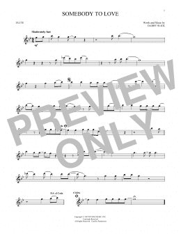 page one of Somebody To Love (Flute Solo)