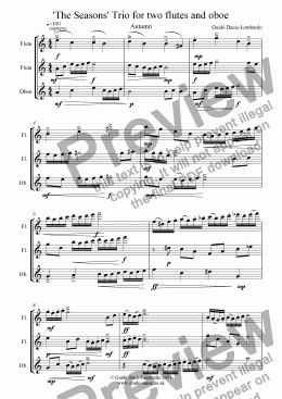 page one of Part 1 of 'The Seasons' for two flutes and oboe: Autumn