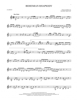 page one of Bohemian Rhapsody (Clarinet Solo)