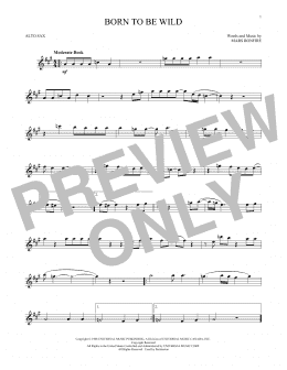 page one of Born To Be Wild (Alto Sax Solo)