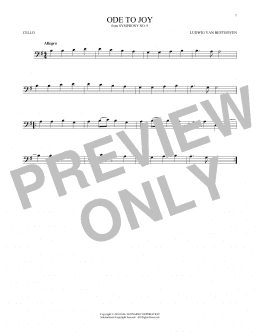 page one of Ode To Joy (Cello Solo)