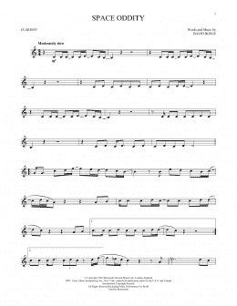 page one of Space Oddity (Clarinet Solo)