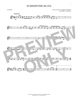 page one of Summertime Blues (Clarinet Solo)