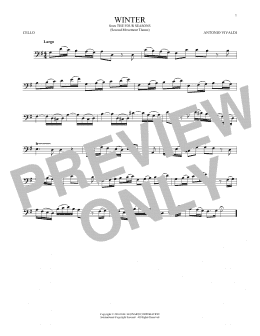 page one of Winter (from The Four Seasons) (Cello Solo)