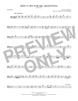 page one of Don't Cry For Me Argentina (Trombone Solo)