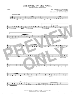 page one of The Music Of The Night (from The Phantom Of The Opera) (Violin Solo)