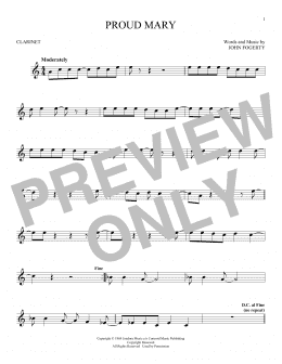 page one of Proud Mary (Clarinet Solo)