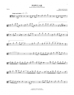 page one of Popular (from Wicked) (Viola Solo)