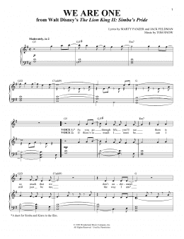 page one of We Are One (from The Lion King II: Simba's Pride) (Vocal Duet)