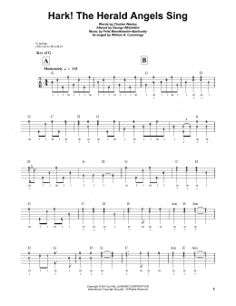 page one of Hark! The Herald Angels Sing (Banjo Tab)