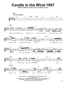 page one of Candle In The Wind 1997 (Pro Vocal)