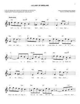 page one of Lullaby Of Birdland (Easy Lead Sheet / Fake Book)