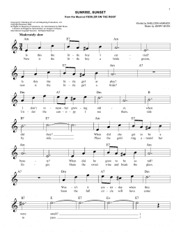 page one of Sunrise, Sunset (Easy Lead Sheet / Fake Book)