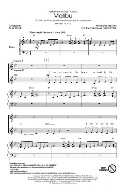 page one of Malibu (SSA Choir)