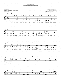 page one of Malaguena (Easy Lead Sheet / Fake Book)