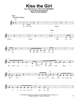 page one of Kiss The Girl (from The Little Mermaid) (Pro Vocal)