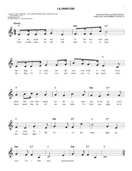 page one of Lili Marlene (Easy Lead Sheet / Fake Book)