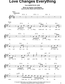 page one of Love Changes Everything (from Aspects Of Love) (Pro Vocal)