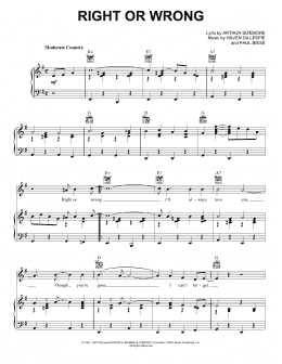 page one of Right Or Wrong (Piano, Vocal & Guitar Chords (Right-Hand Melody))