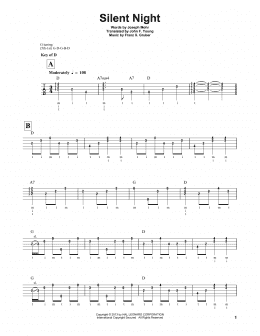 page one of Silent Night (Banjo Tab)