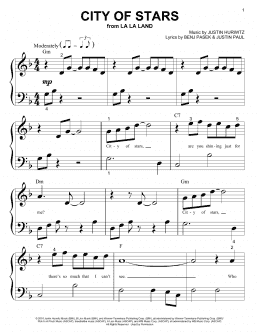 page one of City Of Stars (Big Note Piano)