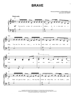 page one of Brave (Easy Piano)