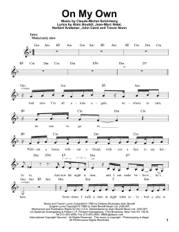 page one of On My Own (from Les Miserables) (Pro Vocal)