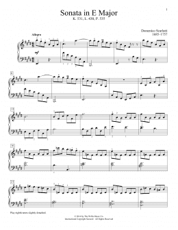 page one of Sonata In E Major, K. 531, L. 430, P. 535 (Educational Piano)