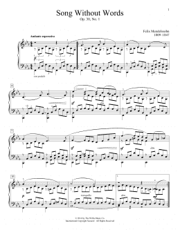 page one of Song Without Words, Op. 30, No. 1 (Educational Piano)