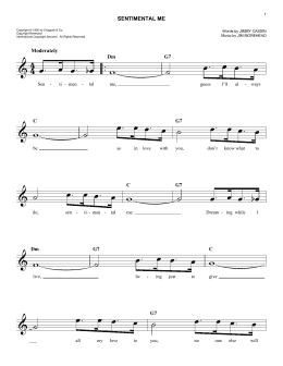 page one of Sentimental Me (Easy Lead Sheet / Fake Book)