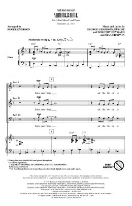 page one of Summertime (3-Part Mixed Choir)