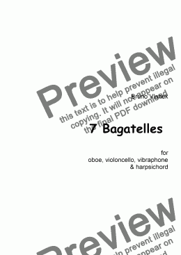 page one of 7 Bagatelles for oboe, violoncello, vibraphone & harpsichord