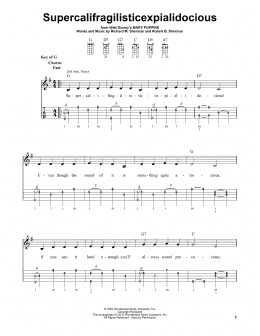 page one of Supercalifragilisticexpialidocious (from Mary Poppins) (Banjo Tab)