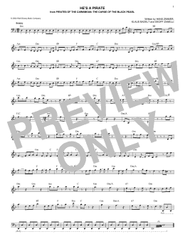 page one of He's A Pirate (from Pirates Of The Caribbean: The Curse of the Black Pearl) (Lead Sheet / Fake Book)