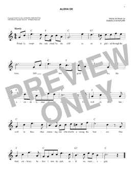 page one of Aloha Oe (Easy Lead Sheet / Fake Book)