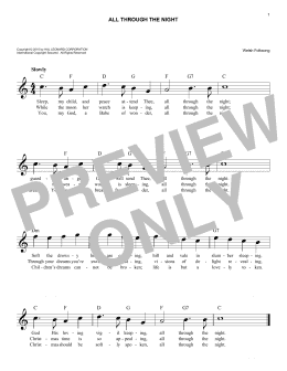 page one of All Through The Night (Easy Lead Sheet / Fake Book)