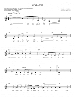 page one of Cry Me A River (Easy Lead Sheet / Fake Book)