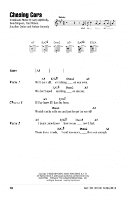 page one of Chasing Cars (Guitar Chords/Lyrics)