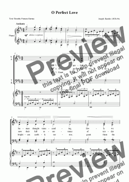 page one of O Perfect Love-Download Wedding Sheet Music-Hymn arrangement