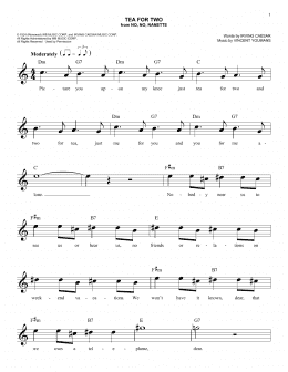 page one of Tea For Two (from No, No, Nanette) (Easy Lead Sheet / Fake Book)