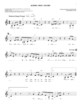 page one of Alright, Okay, You Win (Easy Lead Sheet / Fake Book)