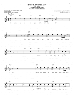 page one of Is You Is, Or Is You Ain't (Ma' Baby) (Easy Lead Sheet / Fake Book)