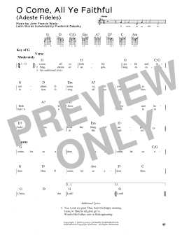 page one of O Come, All Ye Faithful (Guitar Cheat Sheet)