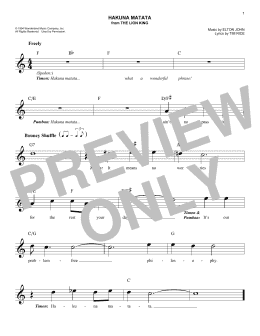 page one of Hakuna Matata (from The Lion King) (Easy Lead Sheet / Fake Book)