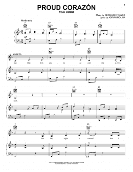 page one of Proud Corazon (from Coco) (Piano, Vocal & Guitar Chords (Right-Hand Melody))